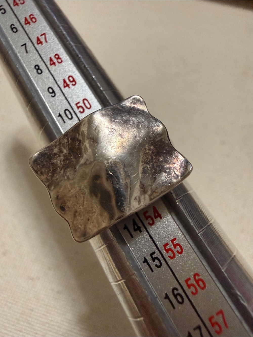 Sterling Silver 925 Sculpted Square Ring size 6